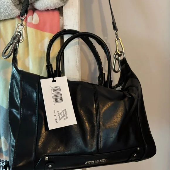 Steve Madden Black Satchel with Silver Accents - Picture 4 of 9